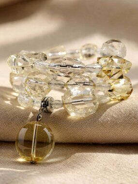 Champagne Crystal Wrap Bracelet – Chunky Y2K Faceted Glass, Boho Indie Jewelry